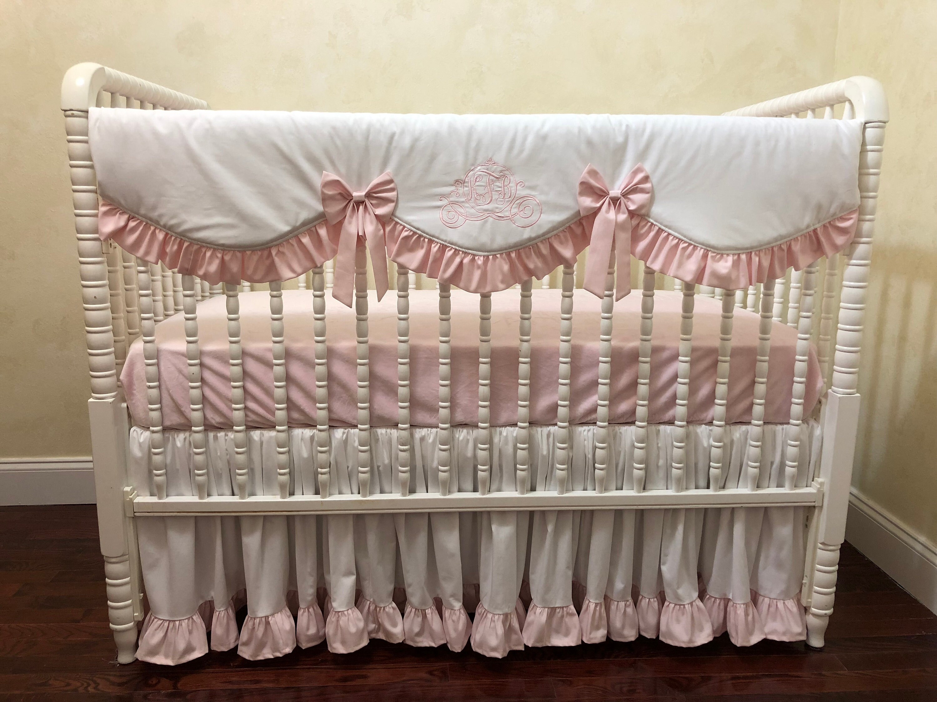 Baby Girl Cinderella Crib Bedding White and Pink Princess Etsy