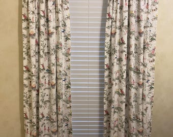 Nursery Rhyme Toile Curtains, Nursery Curtains, Drapes