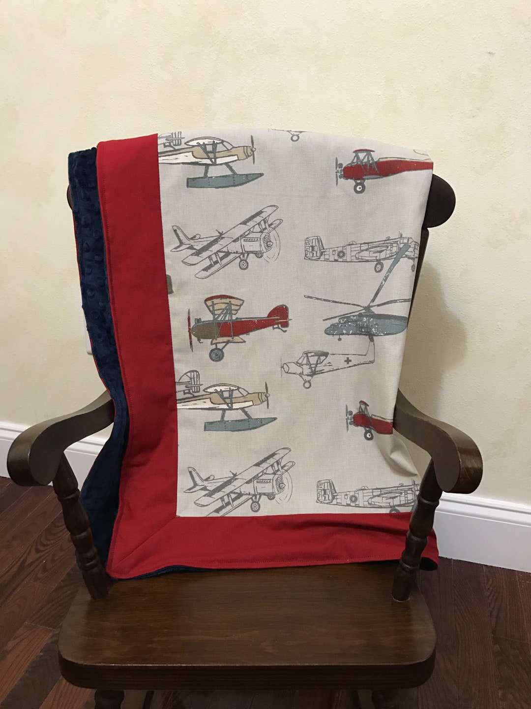Airplane Baby Blanket, Airplane Crib Blanket Vintage Airplanes With Red