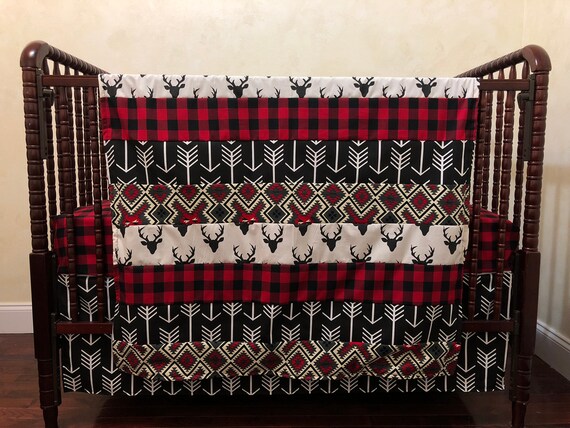 red and black plaid crib bedding