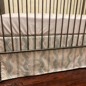 Baby Boy, Baby Girl Crib Bedding, Stripes, Floral Stripes and Vines Designer Crib Skirt, Mini Crib Skirt