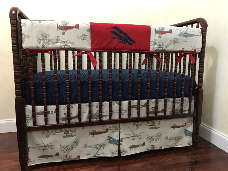 Airplane Baby Bedding Set Talbot Boy Crib Bedding Crib Rail Etsy