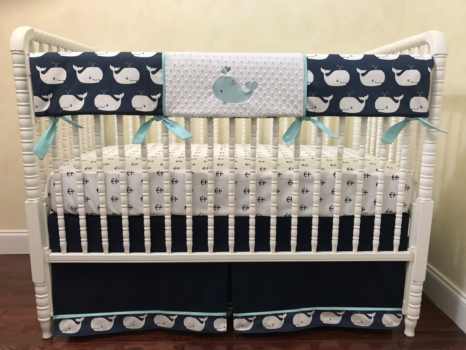 Whale Crib Bedding Set Kei Boy Baby Bedding Nautical Crib Etsy