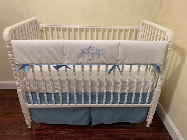 Baby Boy Crib Bedding White and Light Blue Baby Bedding Etsy