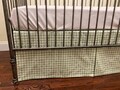 Gingham Plaid Crib Skirt: Sage, Blue, Pink, Tan - Custom Length/Color