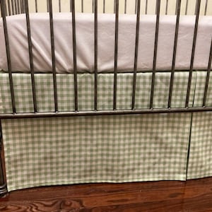 5 Colors Gingham Plaid Crib Skirt, Sage, Blue, Pink, or Tan Gingham Baby Boy Crib Skirt, Baby Girl Crib Skirt - Choose Your Color