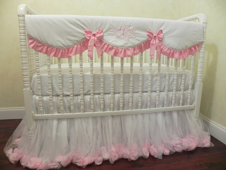Baby Girl Crib Bedding Set Giselle White & Pink princess Etsy
