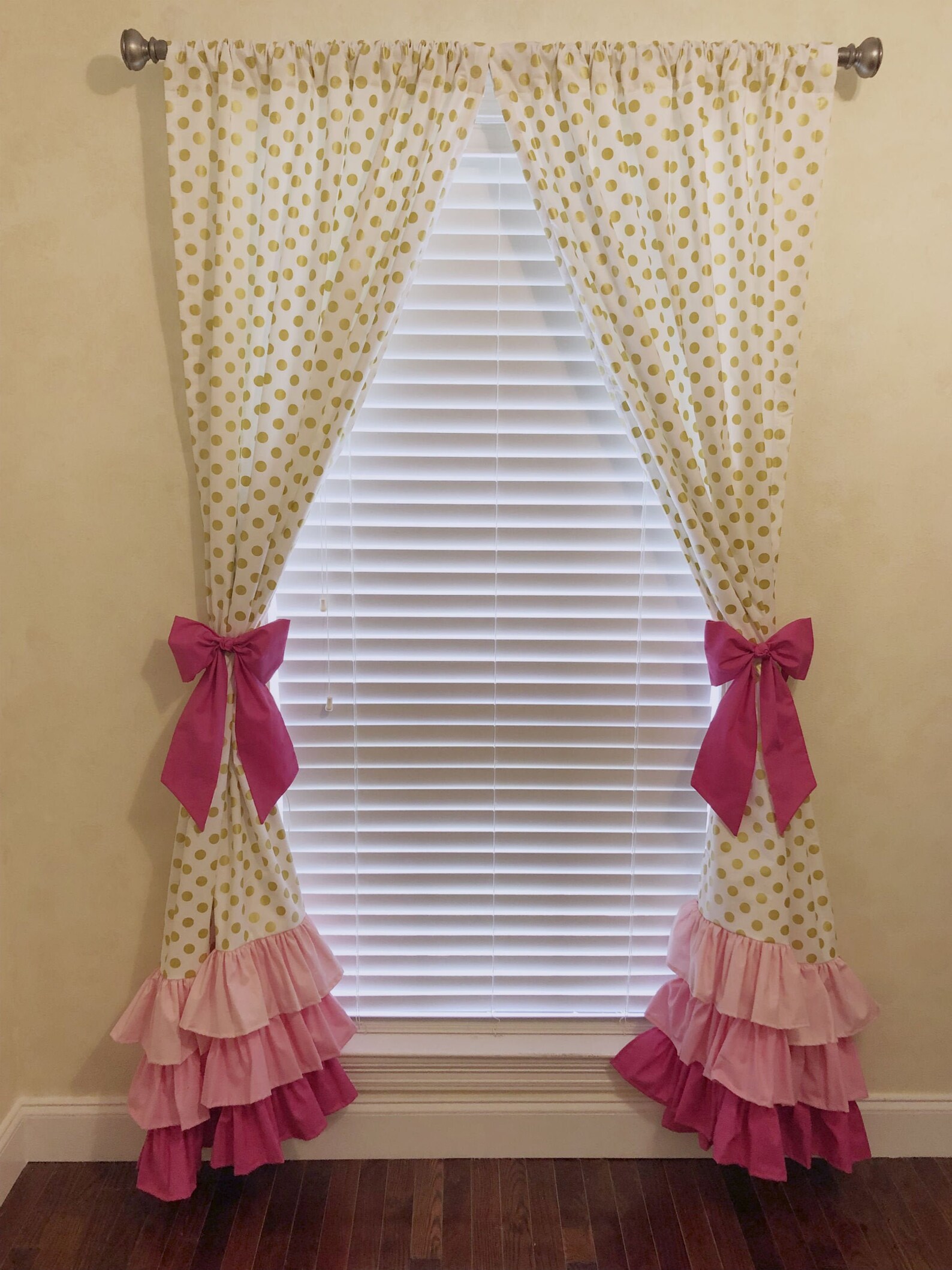 Baby Girl Nursery Curtain Panels Pink and Gold Curtains Girl Etsy