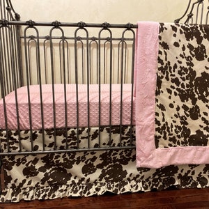 Cowhide Crib Bedding, Pony Hide, Girl Baby Bedding, Cowgirl Baby Bedding, Western Baby Bedding