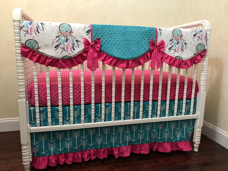 Baby Girl Crib Bedding Dream Catcher Crib Bedding Feathers Etsy