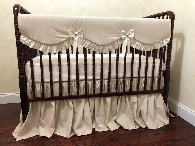 Natural Linen Baby Bedding Set Neutral Nursery Bedding Etsy