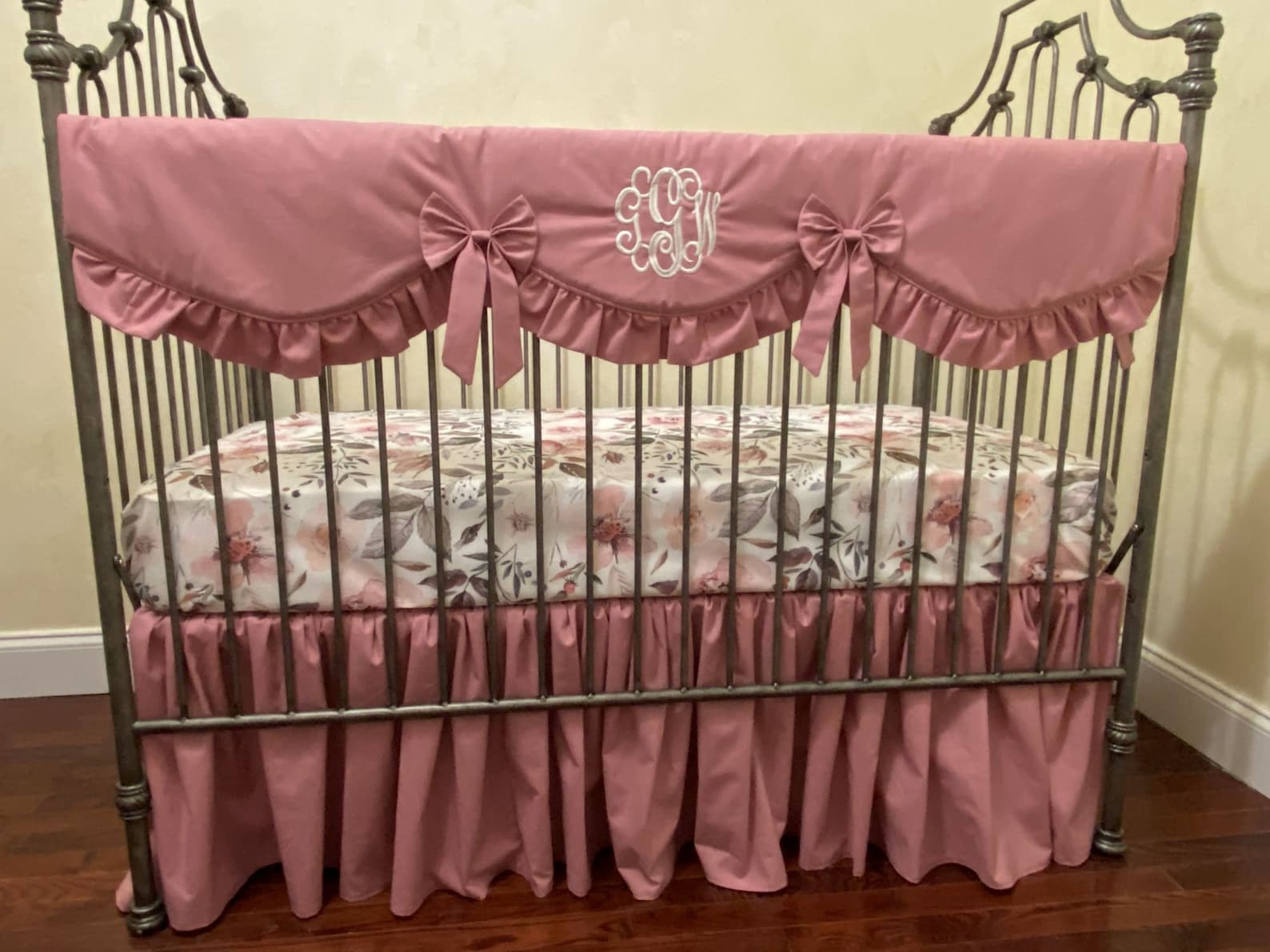 Baby Girl Floral Crib Bedding Set Girl Baby Bedding Rose Etsy