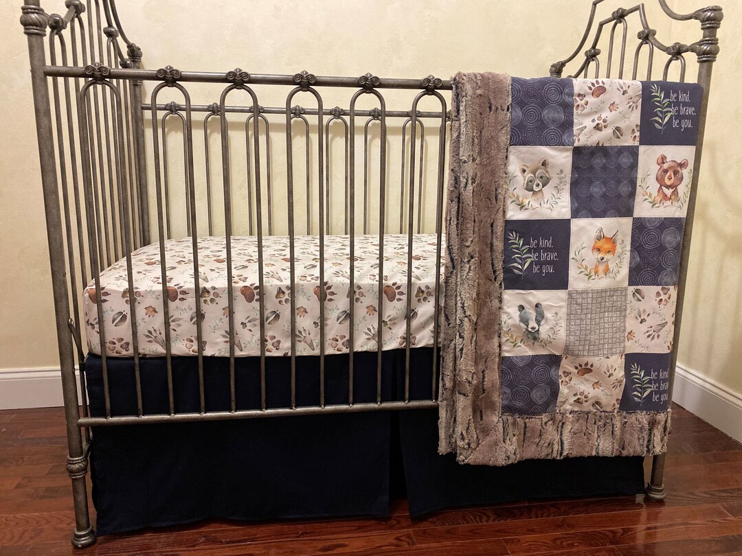 Baby Boy Crib Bedding, Woodland Baby Animals Crib Bedding, Crib Sheet