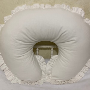 White Linen Nursing Pillow Cover with Ruffle, Baby Boy, Baby Girl Nursing Pillow Cover, Breastfeeding Pillow Cover