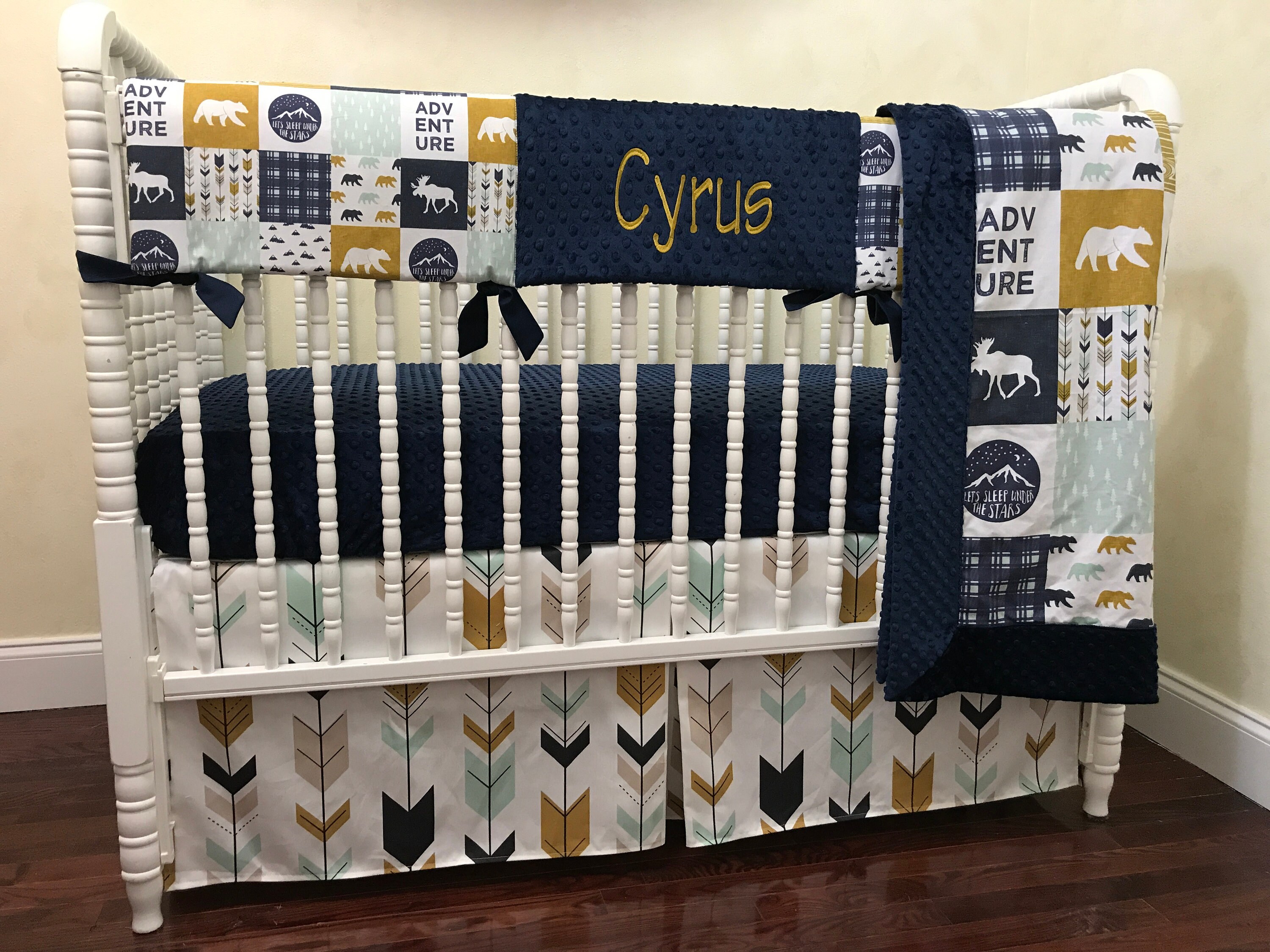 Woodland Baby Boy Crib Bedding Moose And Bears Arrows In Etsy