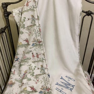 Sage Green Gingham with Nursery Rhyme Toile Baby Crib Bedding, Boy, Girl, Neutral Standard or Mini Crib Size, Choose Your Pieces image 4