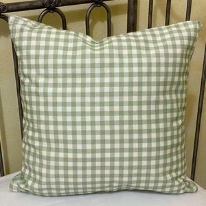 Sage Green, Blue, Pink, or Tan Gingham Accent Pillow