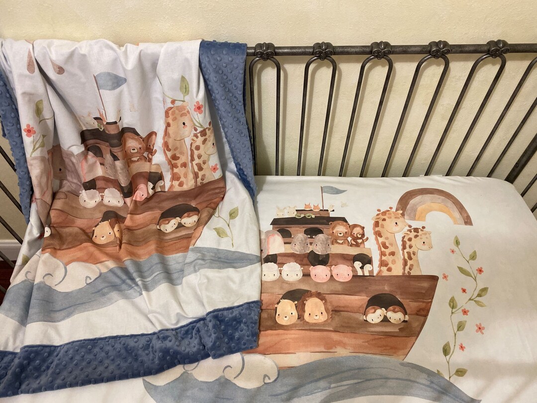 Noah's Ark Crib Bedding Set, Neutral Nursery Bedding, Baby Boy, Baby