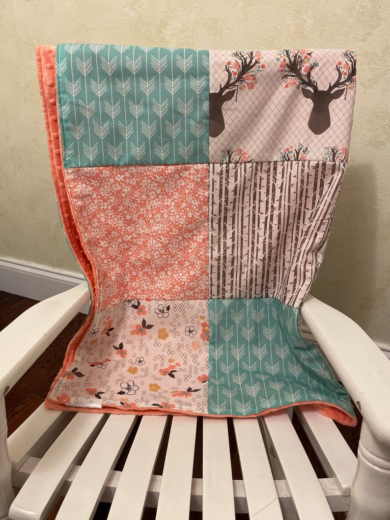 Girl MINI CRIB Bedding Floral Deer Mini Crib Bedding Etsy