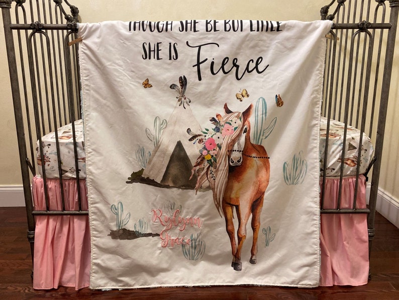 Baby Girl Boho Floral Horse Crib Bedding Horse Crib Sheet Etsy
