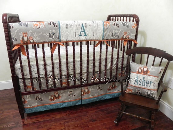 Woodland Animals Crib Bedding Set Asher Boy Crib Bedding Etsy