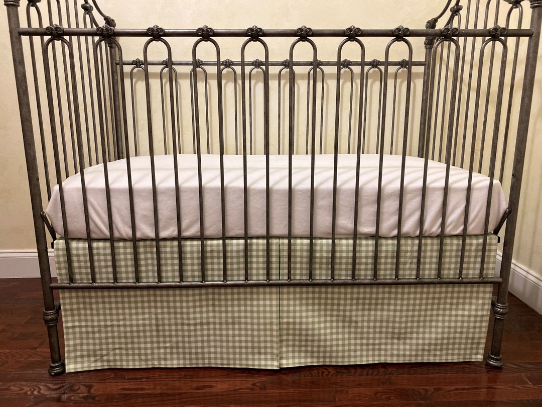 Gingham Plaid Crib Skirt, Baby Boy Crib Skirt, Baby Girl Crib Skirt