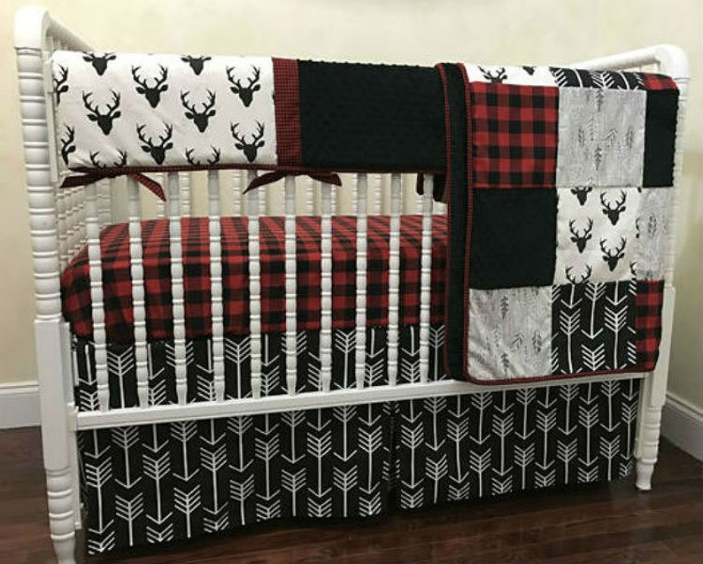 Baby Boy Woodland Crib Bedding Set Adrian Deer Image 0