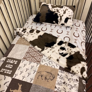 Boy Toddler Bedding, Cowboy Wild West Pony Minky Toddler Set, Western Bedding