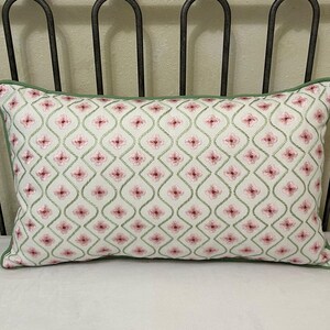 Pink Blossom Green Trellis Accent Pillow