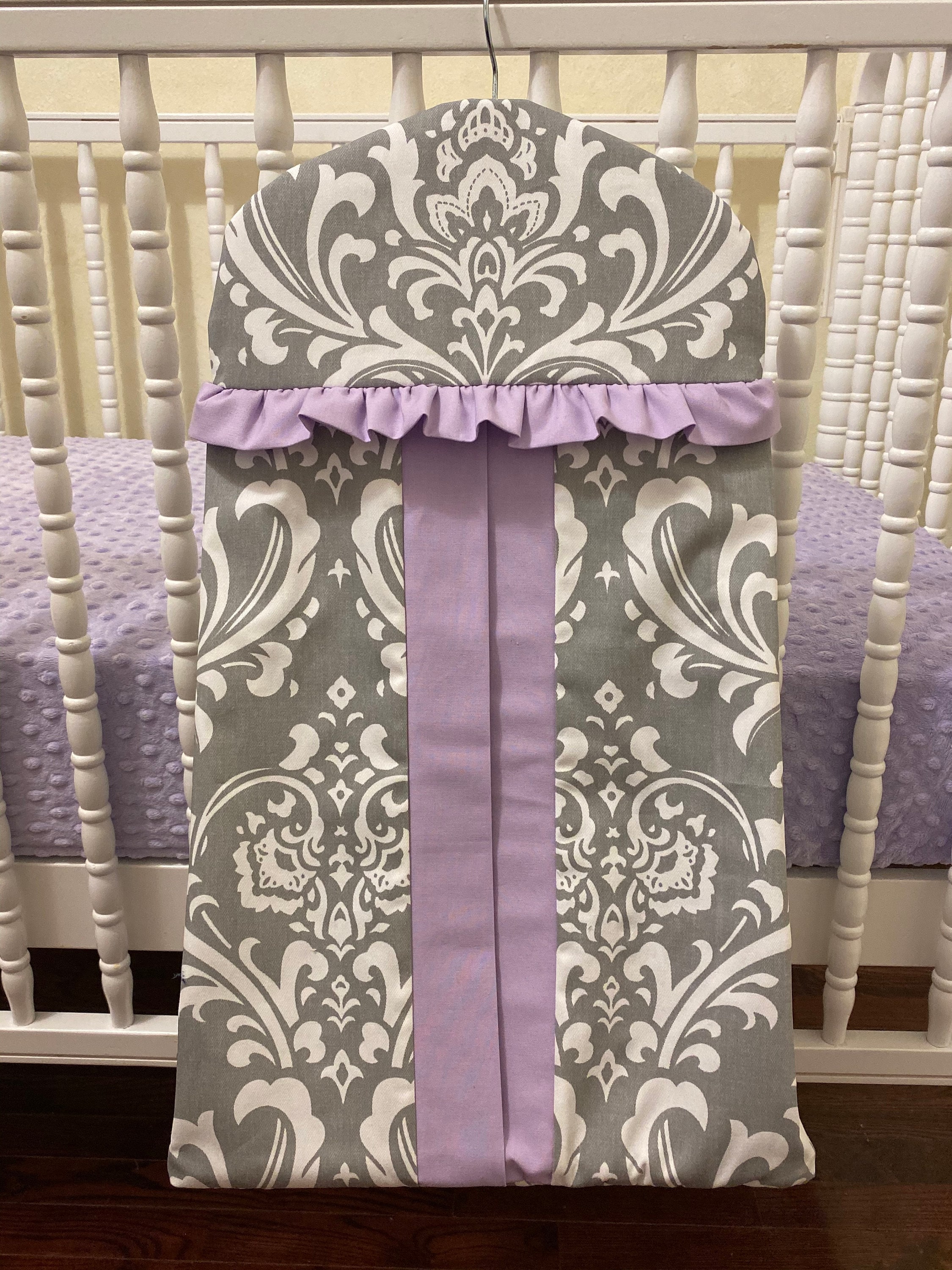 Diaper Stacker Hanger Style Diaper Stacker in Gray Damask Etsy