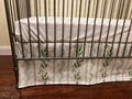 Floral Stripes Custom Tailored, Pleated Crib Skirt, Cotton Baby Bedding, 10 Colors