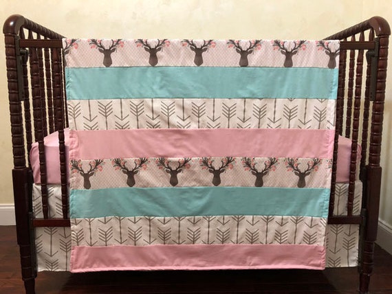pink deer baby bedding