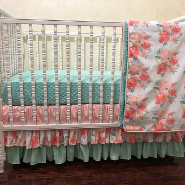 Coral Crib Bedding Etsy