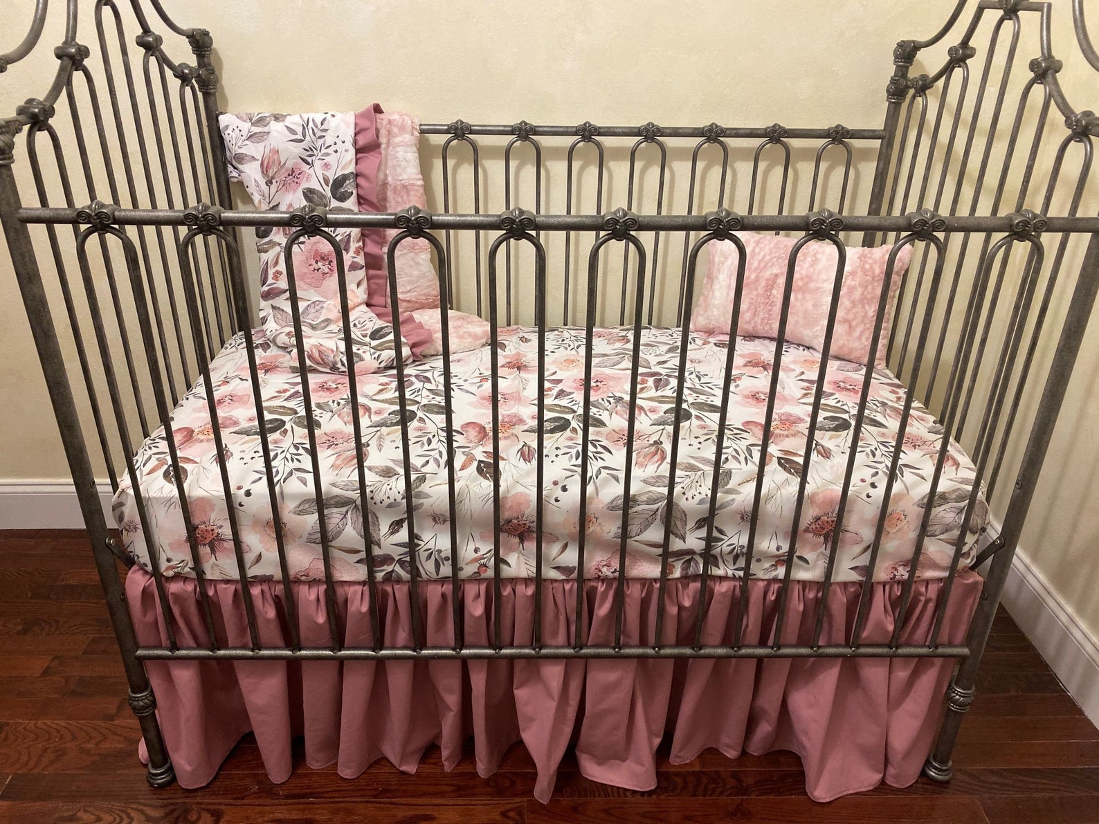 Baby Girl Floral Crib Bedding Set Girl Baby Bedding Rose Etsy