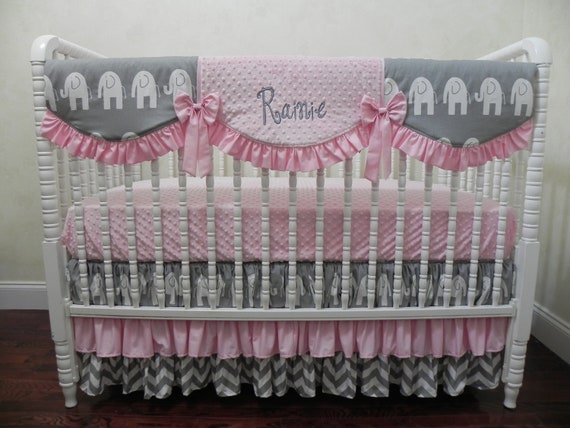 Elephant Crib Bedding Set Rainie Girl Baby Bedding Elephant Etsy