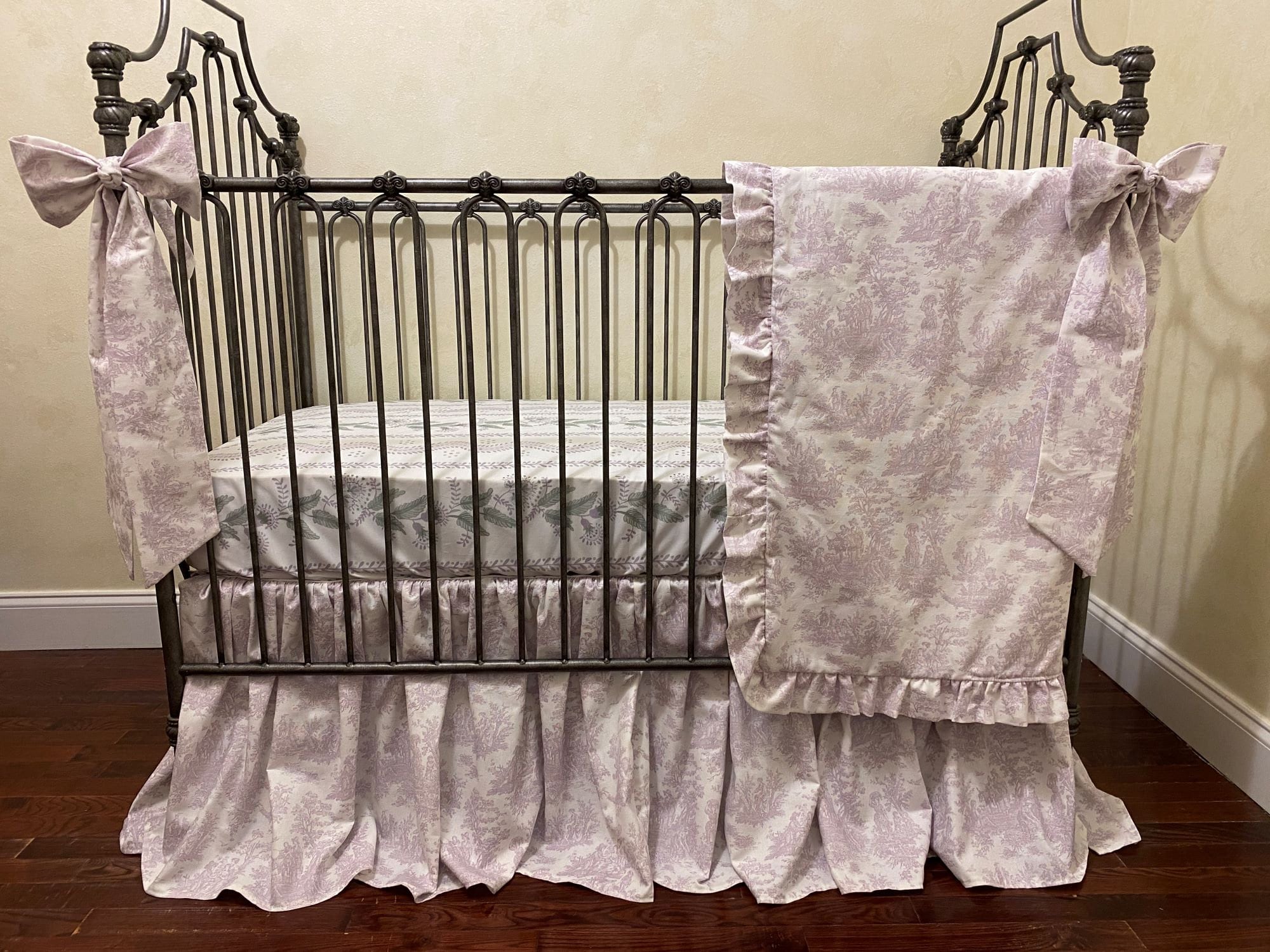 Lavender Toile Baby Bedding, Standard or Mini Crib Bedding - Choose Your Pieces