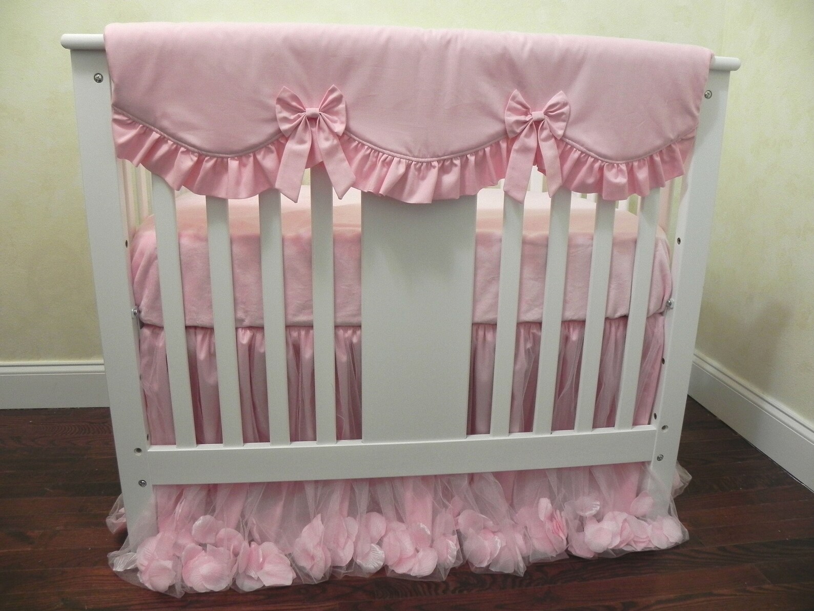 MINI CRIB Baby Bedding Set Giselle Pink Pink Mini Crib Etsy