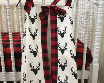 Diaper Stacker - Black Deer with Red & Black Buffalo Plaid