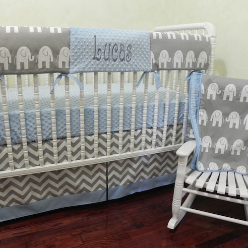 Elephant Baby Bedding Set Baby Boy Crib Bedding Blue Crib Etsy