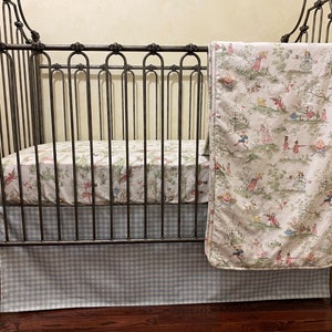 Nursery Rhyme Toile Crib Bedding, Baby Boy, Baby Girl Crib Bedding, Neutral Nursery Bedding