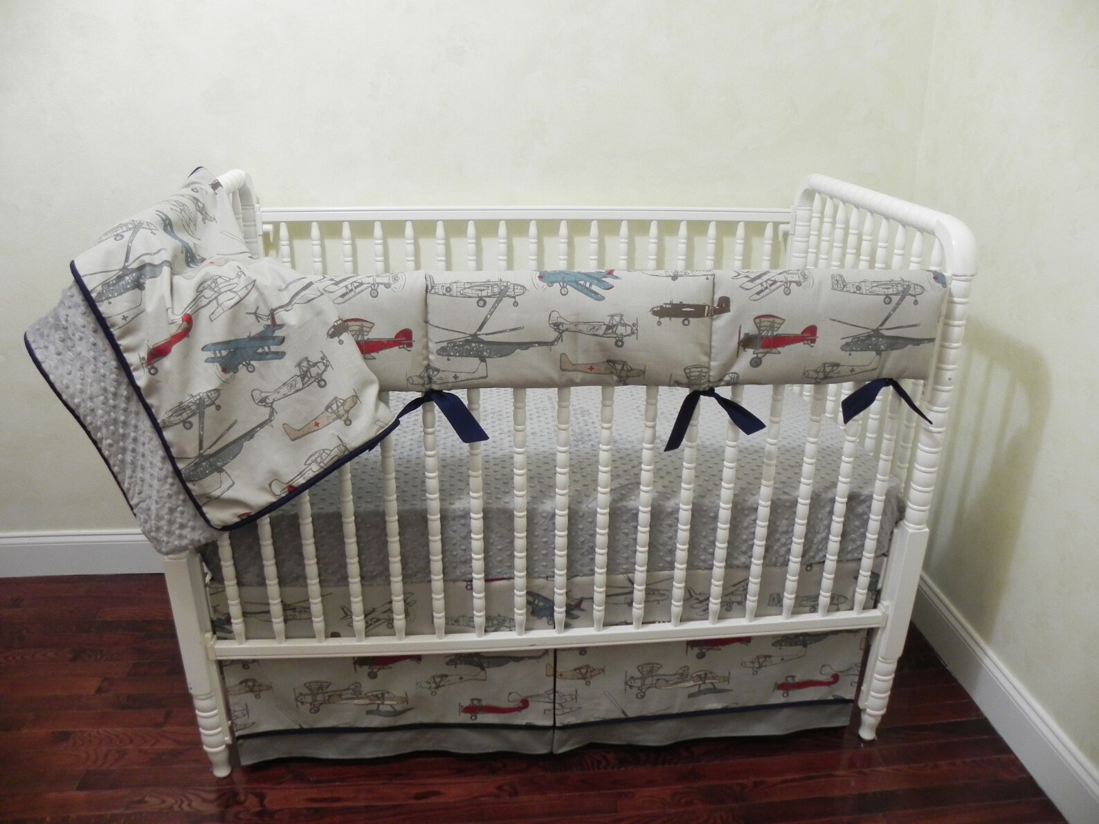 Baby Boy Airplane Crib Bedding Set Evan Crib Rail Cover Etsy