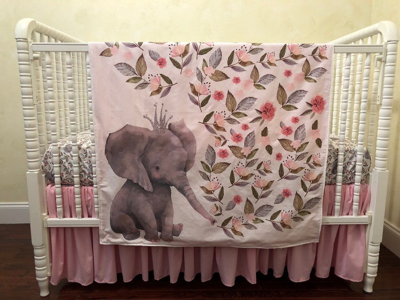 Baby Girl Floral Elephant Crib Bedding Elephant Baby Bedding Etsy