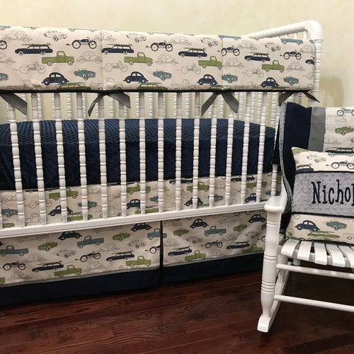 Vintage Car Crib Bedding Truck Crib Bedding Crib Rail Cover Etsy