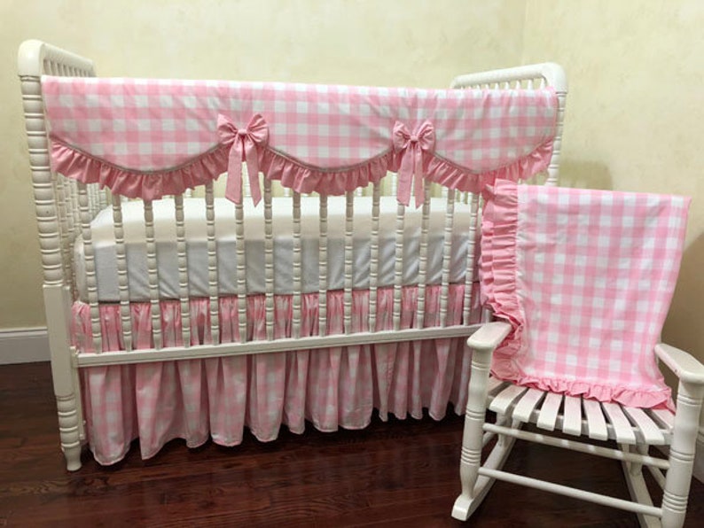 Pink Plaid Crib Bedding Set Polly Girl Baby Bedding Pink ...