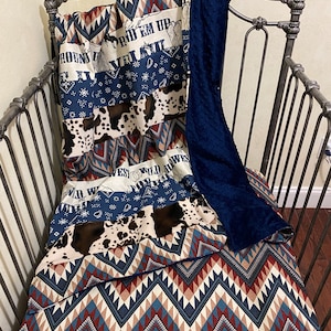 Cowboy Baby Bedding, Western Crib Bedding, Toddler Bedding, Fitted Sheet, Blanket