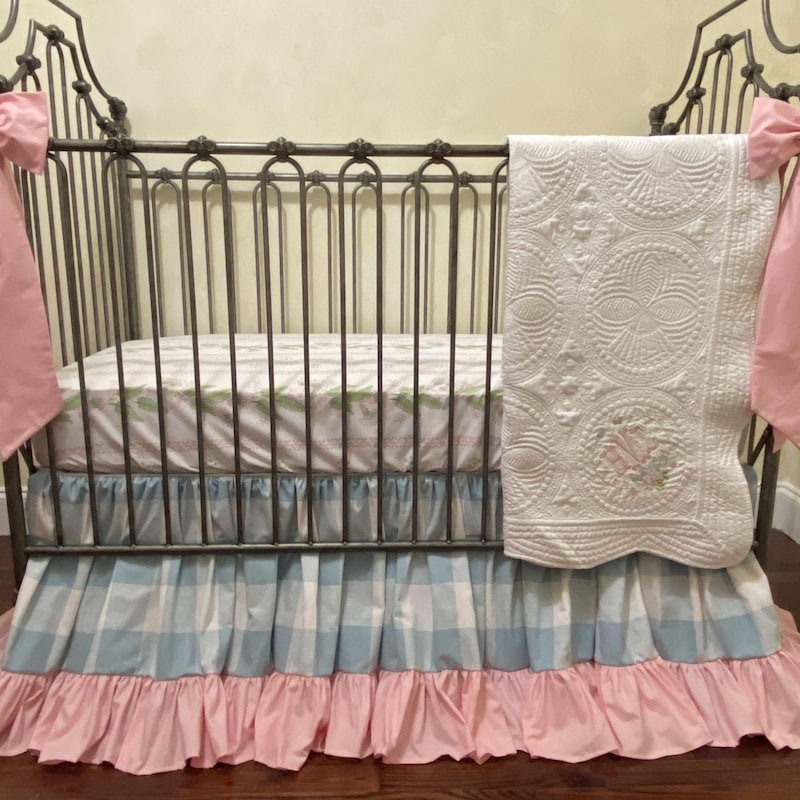 Aurora Pink Plaid Doll Baby Bed