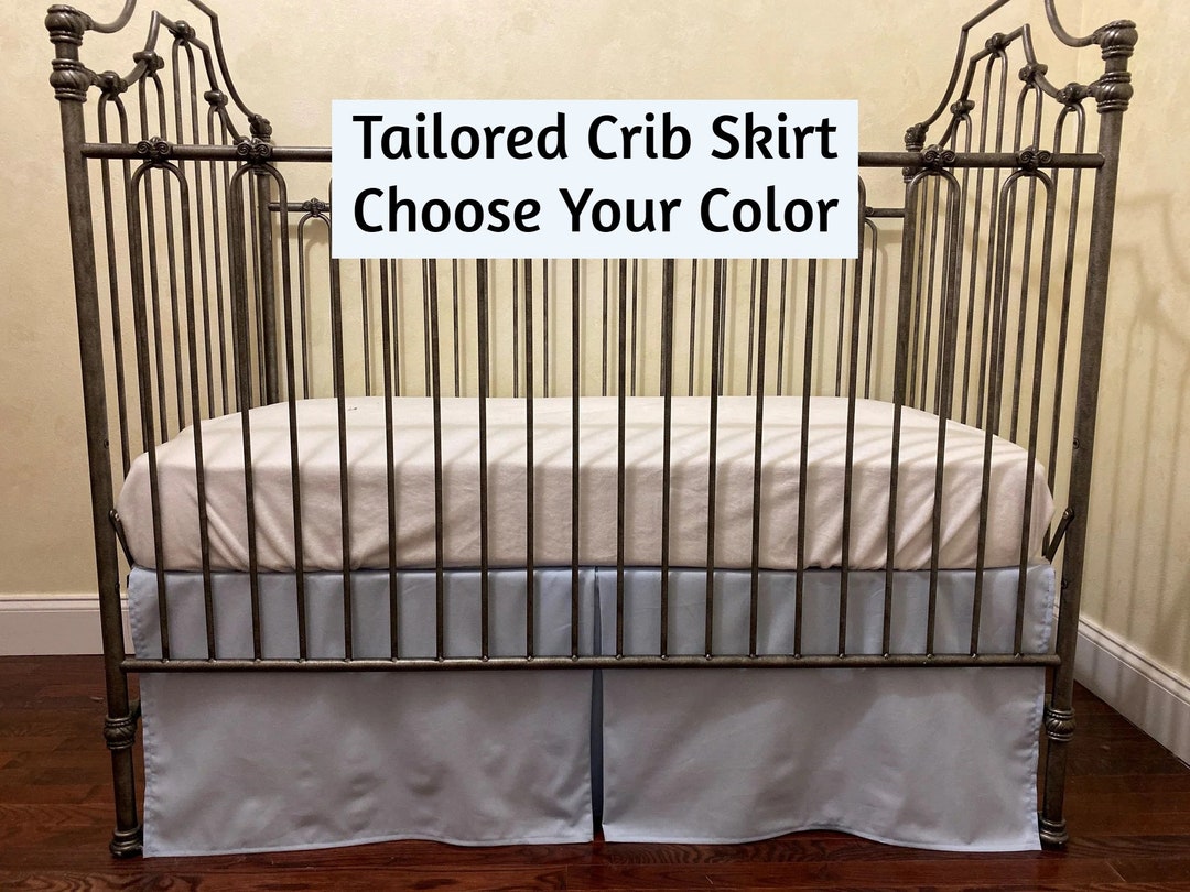 Custom Crib Skirt, Tailored, Pleated Style Cotton Crib Skirt, Baby Boy