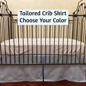36 Colors Custom  Tailored, Pleated Style Cotton Crib Skirt, Baby Boy, Baby Girl, Gender Neutral Crib Skirt, Choose Your Color