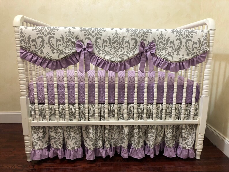 Lavender and Gray Baby Girl Crib Bedding Set Girl Baby Etsy