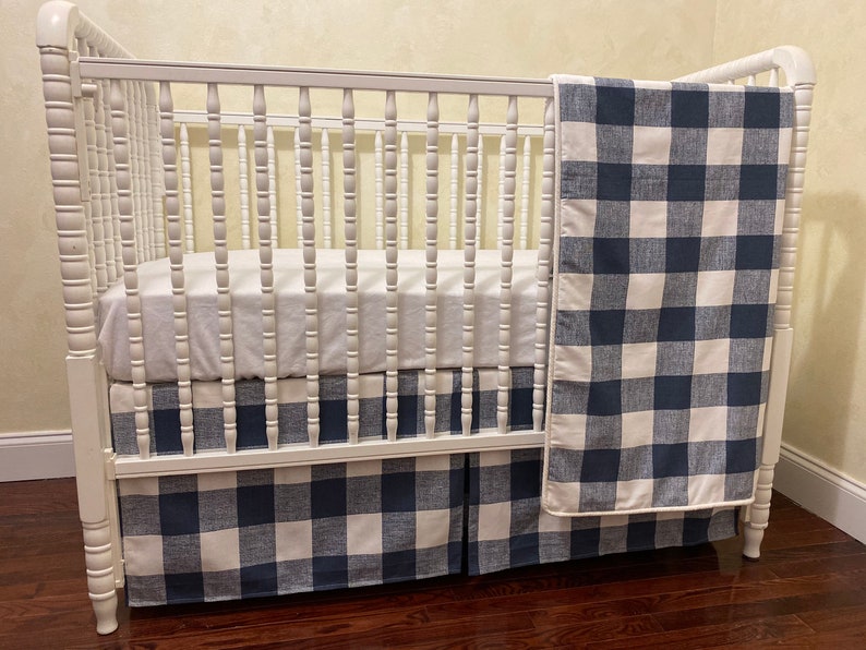 Navy Blue Buffalo Plaid Crib Bedding Set Boy Baby Bedding Etsy